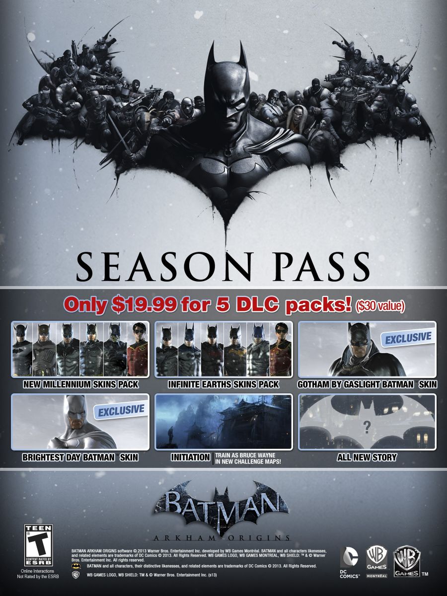 Se anuncia el pase de temporada de 'Batman: Arkham Origins', se revelan nuevos DLC y máscaras