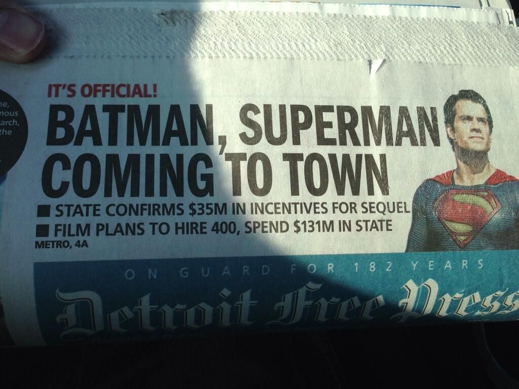 'Batman vs. Superman' se filmará en Detroit, Michigan a principios del próximo año