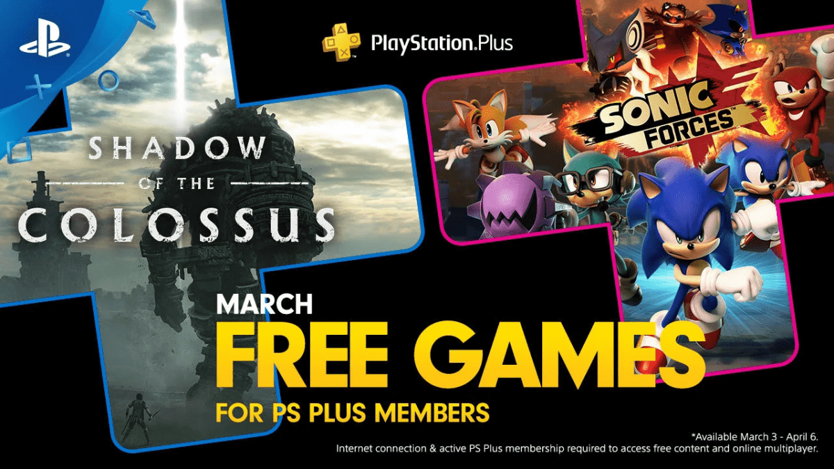 Los juegos de PlayStation Plus para marzo de 2020 incluyen Shadow of the Colossus y Sonic Forces