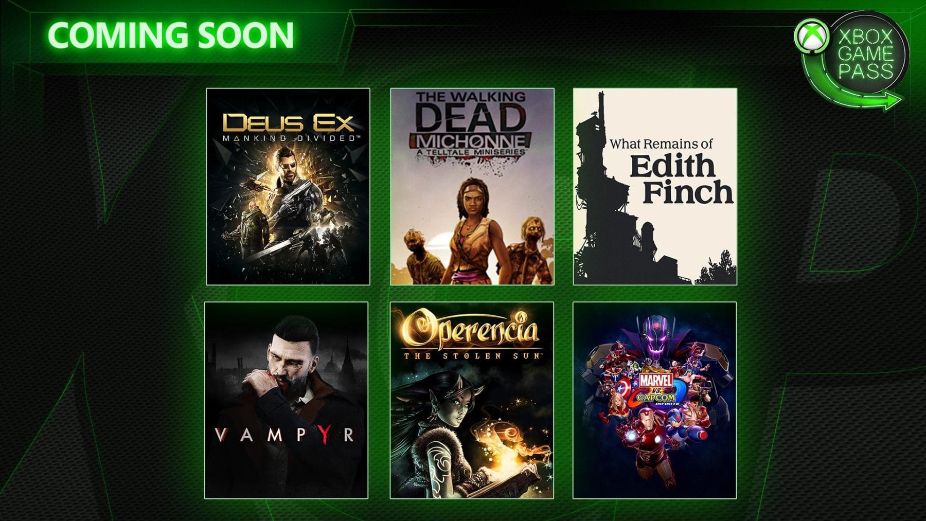 Xbox Game Pass agrega Vampyr, Deus Ex: Mankind Divided, The Walking Dead: Michonne, Marvel vs.Capcom Infinite y más