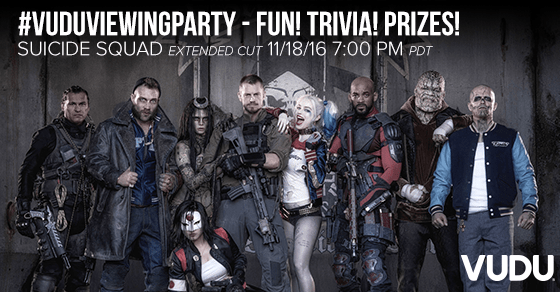 VUDU está organizando una fiesta para ver 'Suicide Squad' con trivia, premios y más