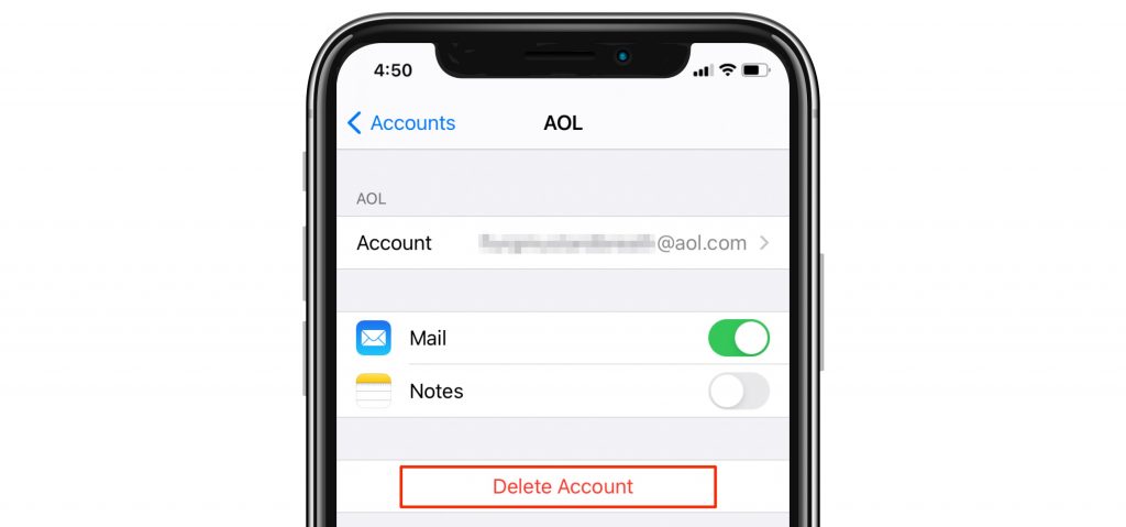 eliminar cuenta de correo en iPhone