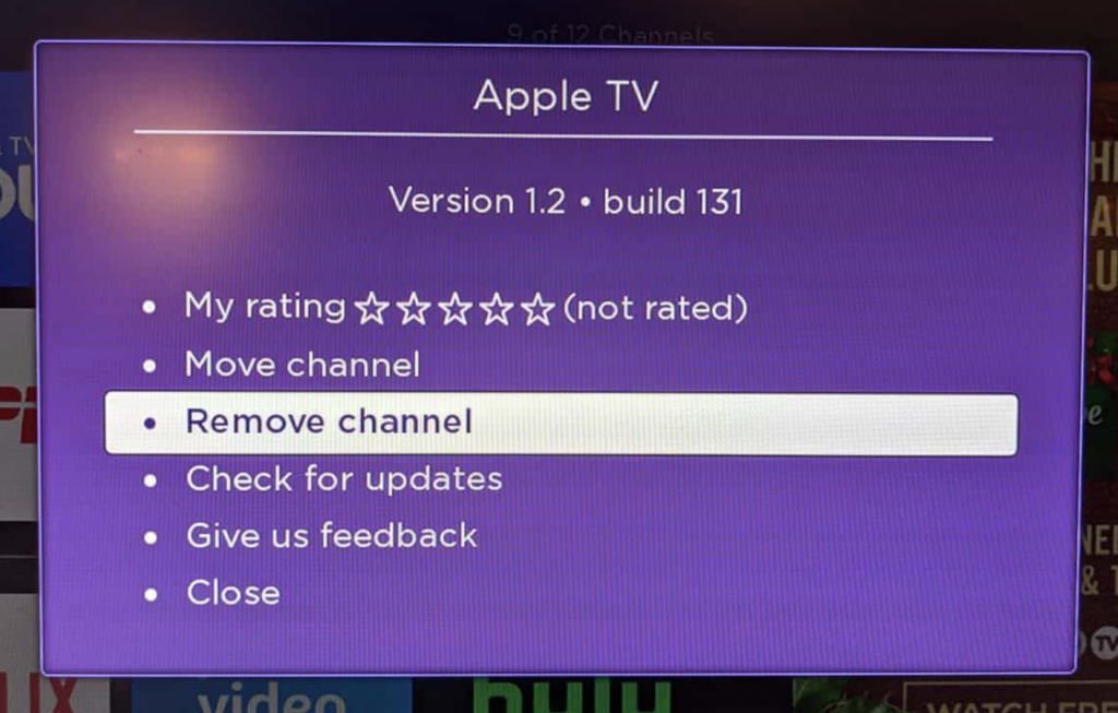 Eliminar la aplicación Apple TV de Roku