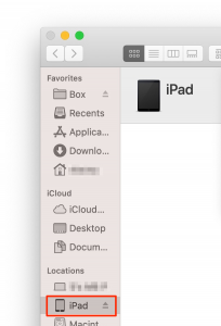 iPad en la ventana del Finder