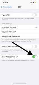 Mostrar aplicaciones detrás de Siri