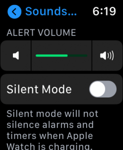pantalla de volumen de alerta