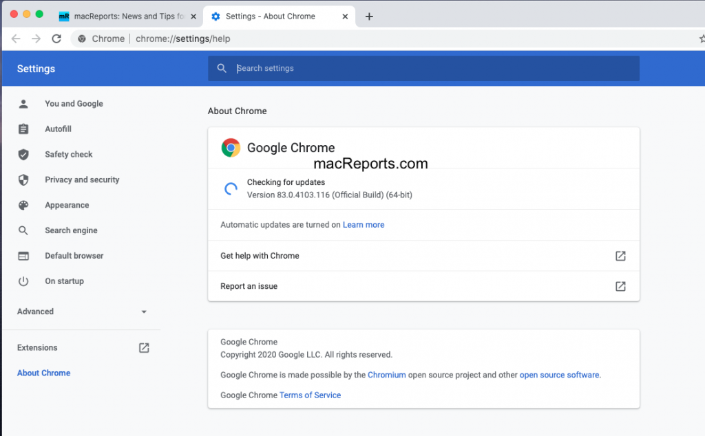 Actualización de Google Chrome