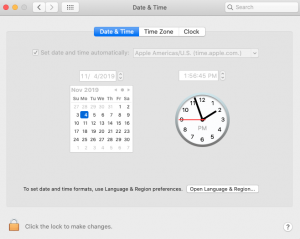 Configuración de fecha y hora en Mac