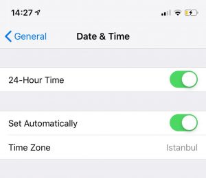 configuración de fecha y hora iPhone