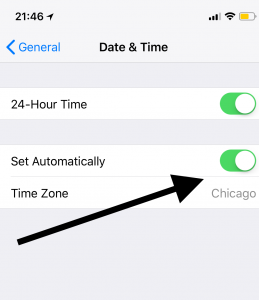 Configuración de fecha y hora de iOS