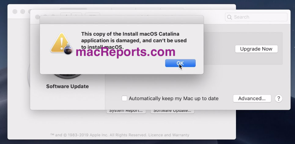 copy of macOS damaged