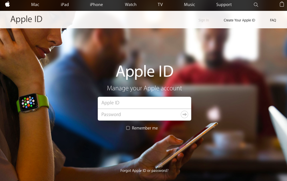 Apple ID web site