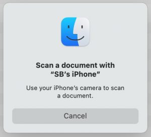 escanear con la ventana emergente de iPhone