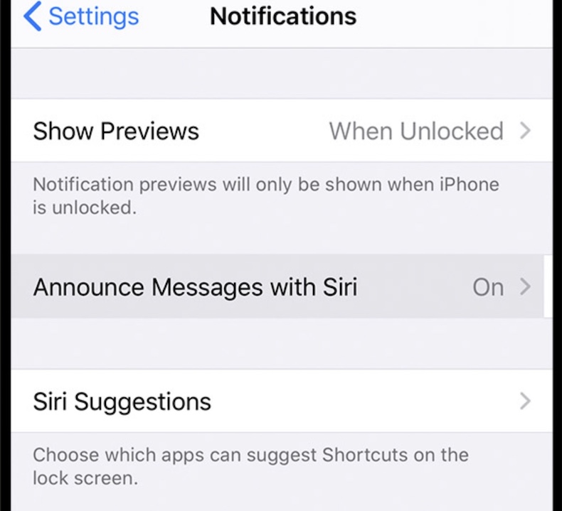 Announce Messages with Siri Setting