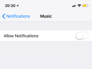 notificaciones de aplicaciones de música
