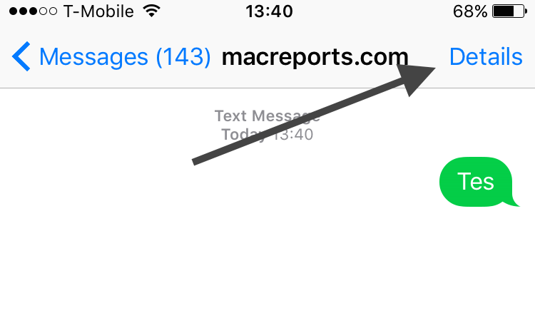 text message details option