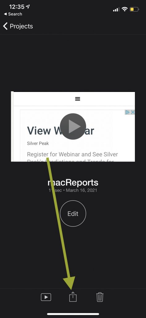 Botón Compartir iMovie iPhone y iPad