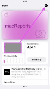 Botón de Apple Card Más