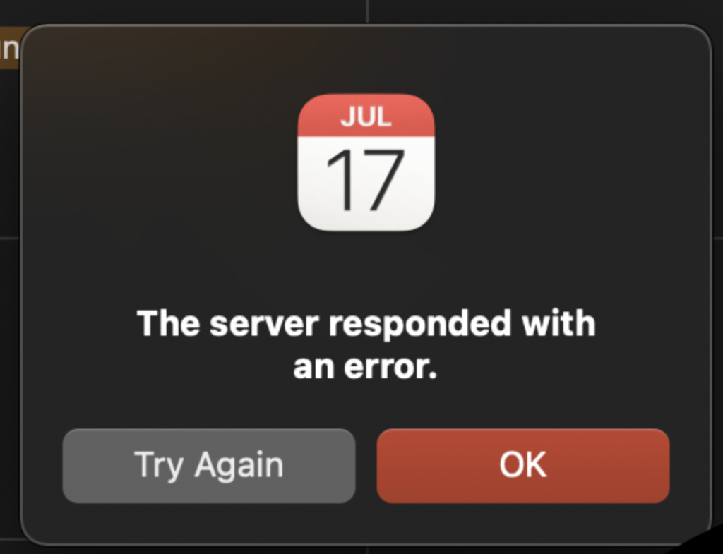El calendario no funciona: el servidor respondió con un error, solución