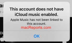 This account does not have Icloud Music Library enabled