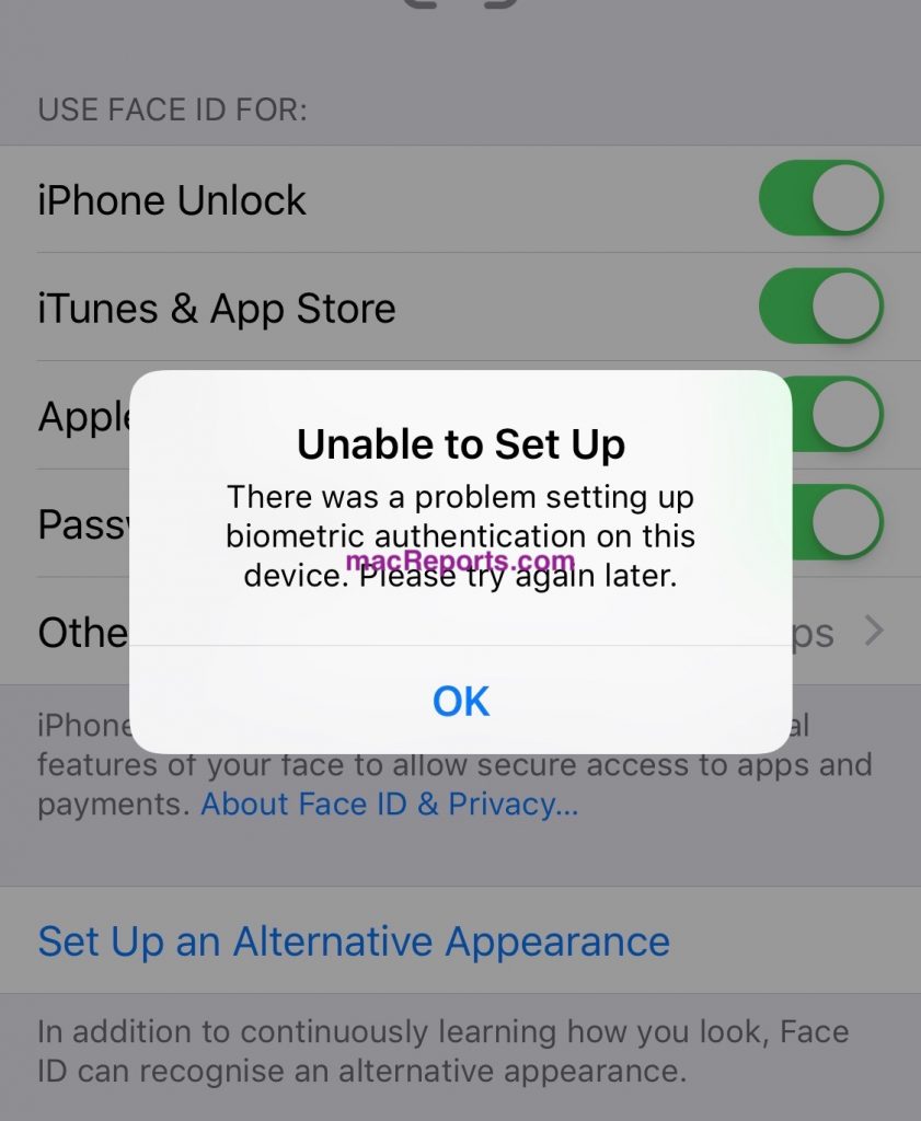 🥇 Face ID no se puede configurar, error de autenticación biométrica
