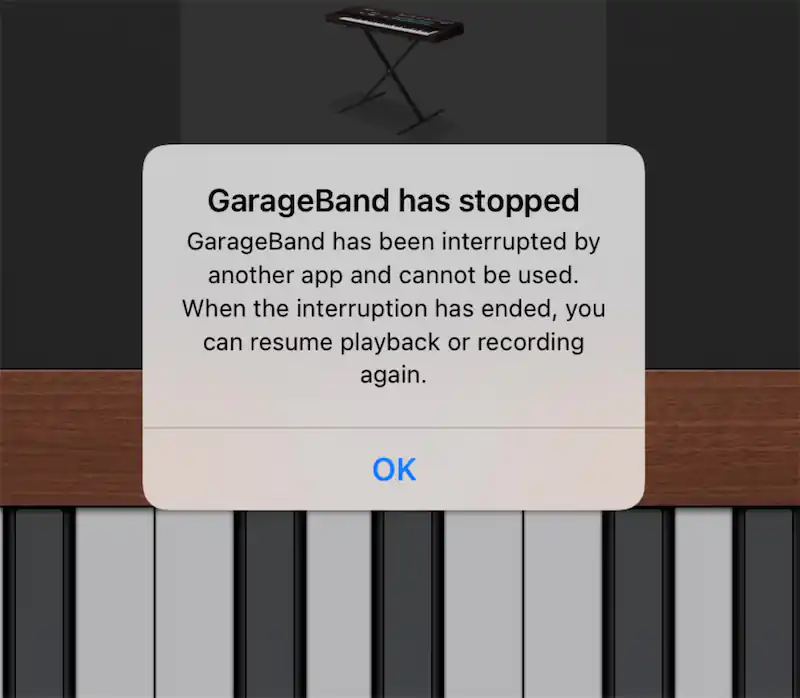 GarageBand detenido, ha sido interrumpido por otro error de aplicación, solución