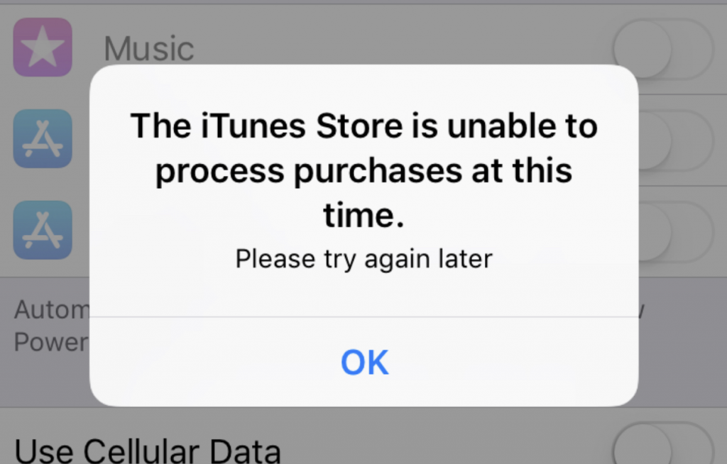 ITunes Store no puede procesar compras en este momento, corregir