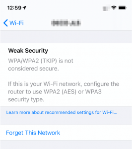 weak security message