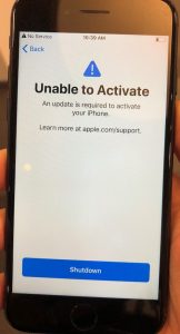 unable to activate an update is required