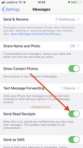 Send read Receipts iPhone and iPad
