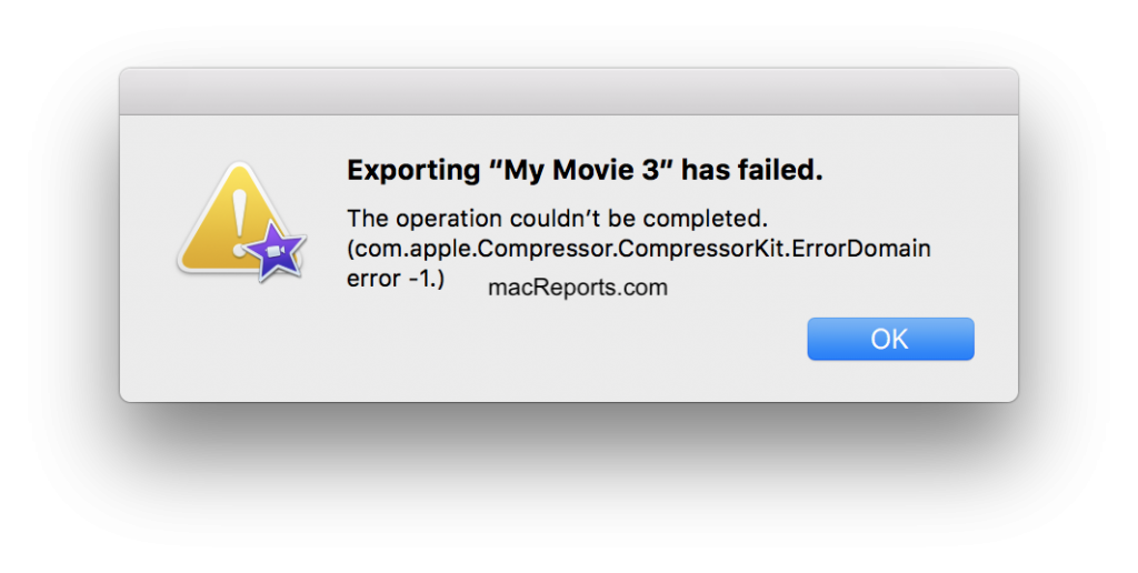 Exporting "macreports" has failed. The operation couldn't be completed.