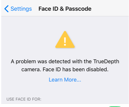 Face ID has been disabled