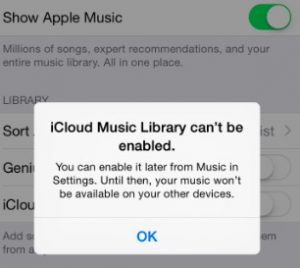 iCloud Music Library Error