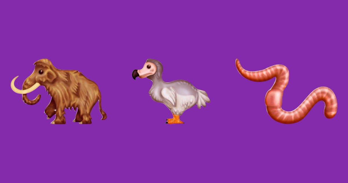 117 emoji que llegarán este año, como un mamut, un dodo, un gusano y más