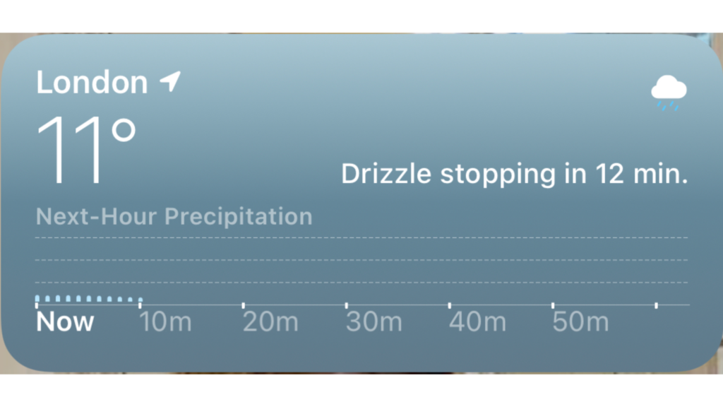 next-hour precipitation iPhone weather app