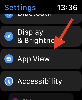 Vista de la aplicación Vista de lista de Apple Watch