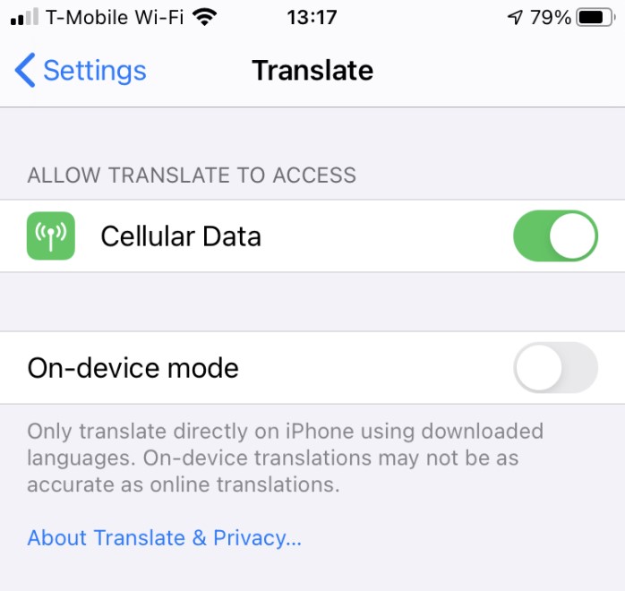 Configuración del Traductor de Apple para iOS 14
