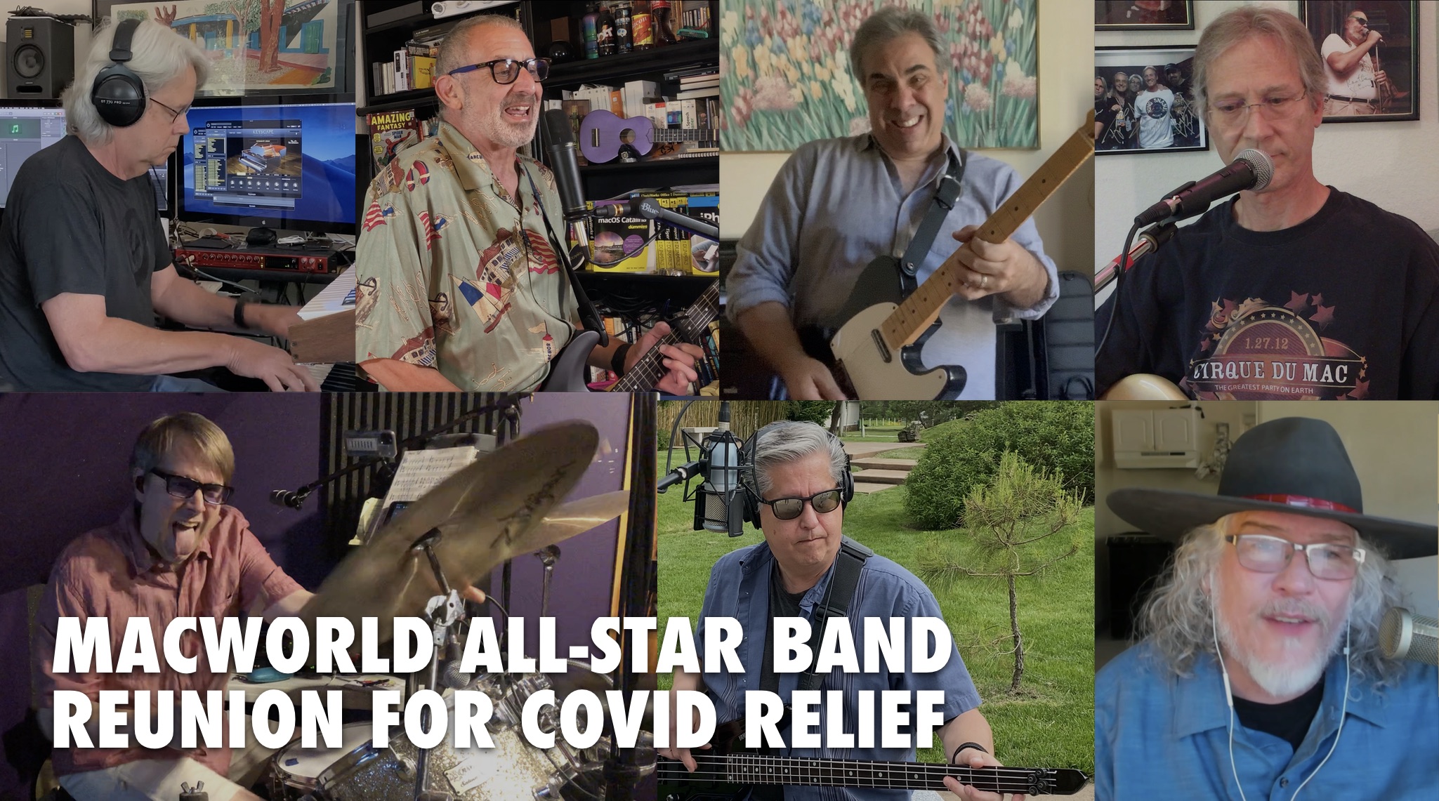Thumbnails of the Macworld All-Star Band, reuniting during the pandemic