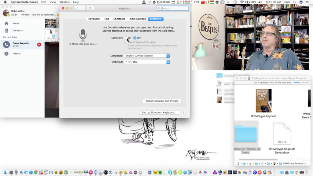 Yo, usando Picture-in-Picture para demostrar el dictado en mi Mac.