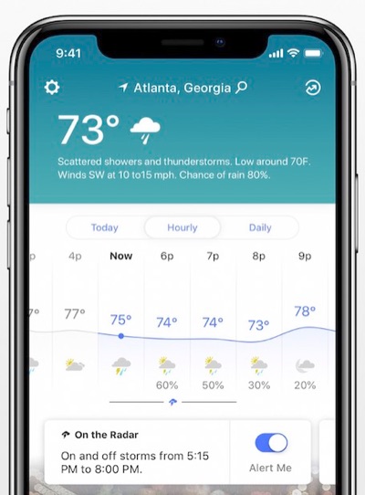 La aplicación de iOS Weather Channel
