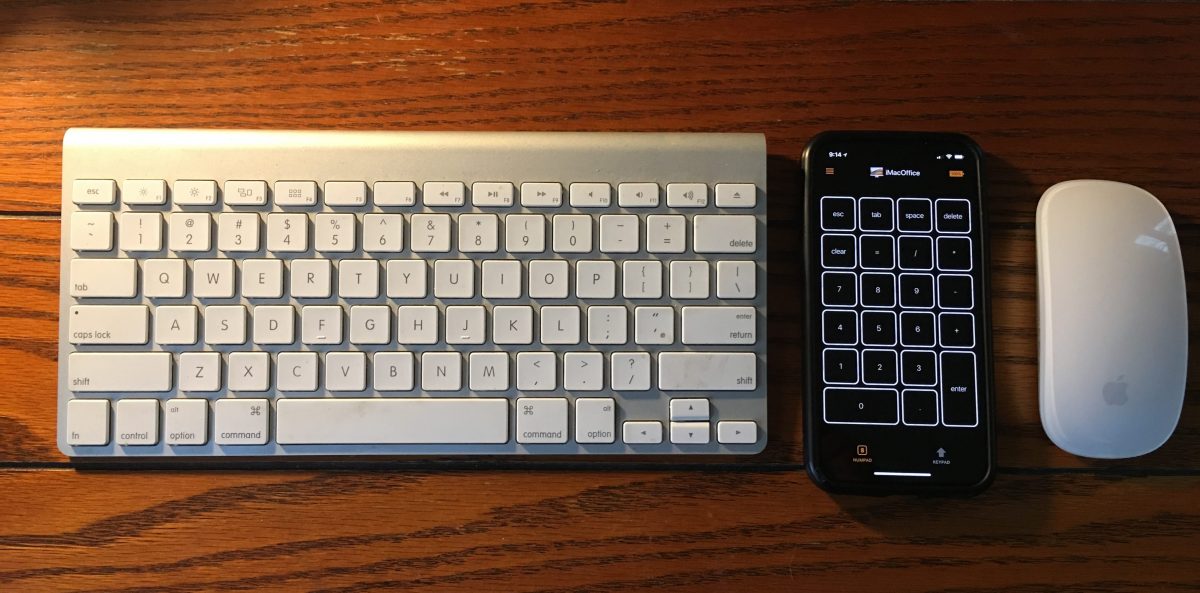 Cherpak's Remote Pad de Evgency para Mac entre el teclado Mac y el Magic Mouse
