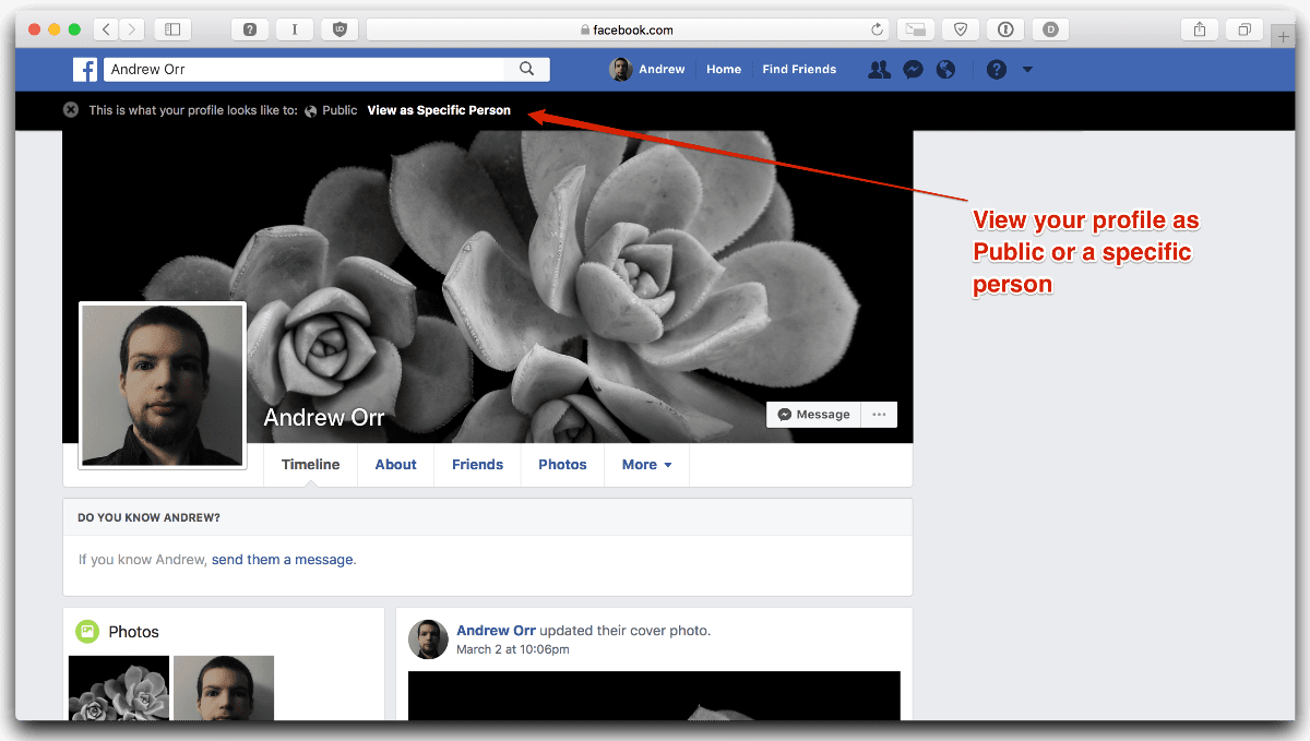 Pon a prueba tu privacidad en Facebook seleccionando el punto de vista que deseas.