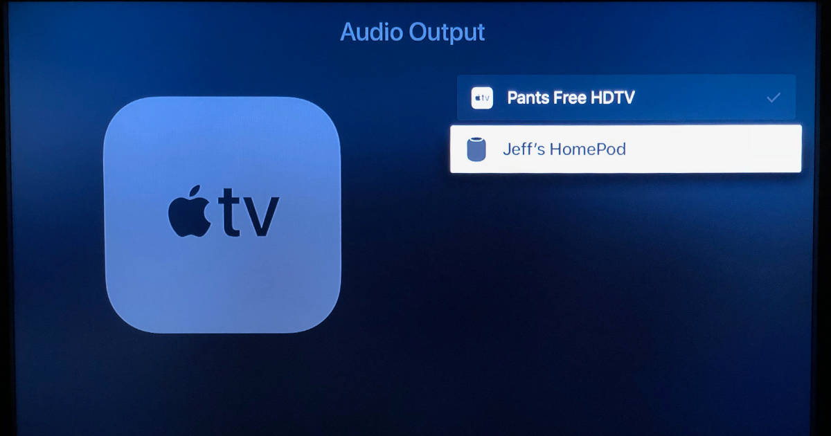 Lista de dispositivos de salida de audio en Apple TV