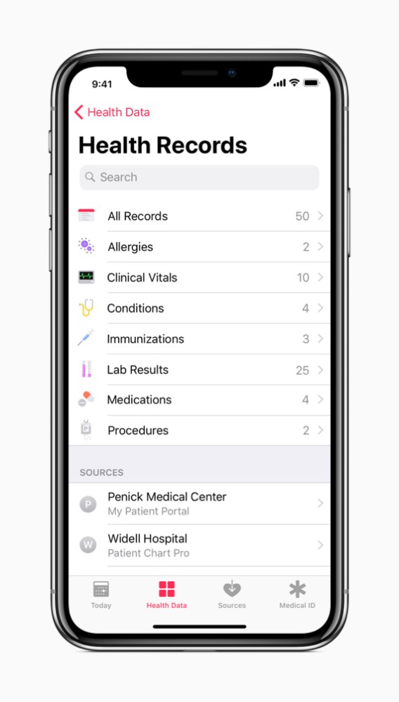 Registros de salud de iOS 11.3
