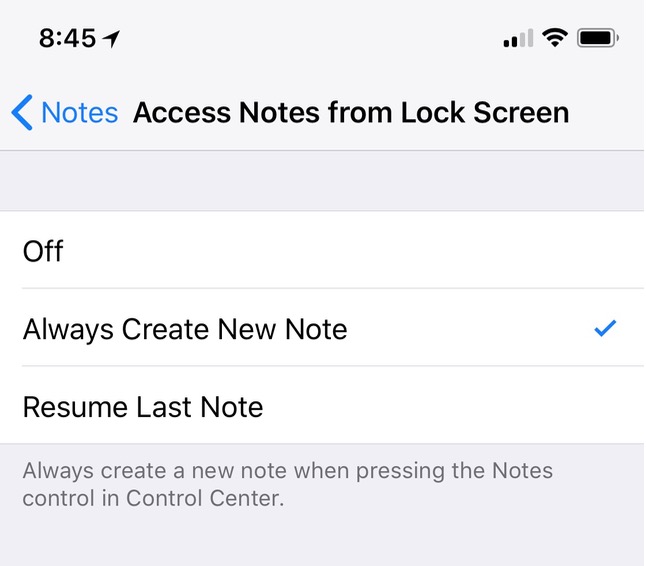 Acceder a las notas desde las opciones de la pantalla de bloqueo del iPhone