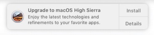 Notificación de actualización de macOS.