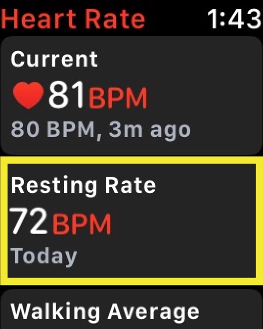 Frecuencia cardíaca en reposo en Apple Watch