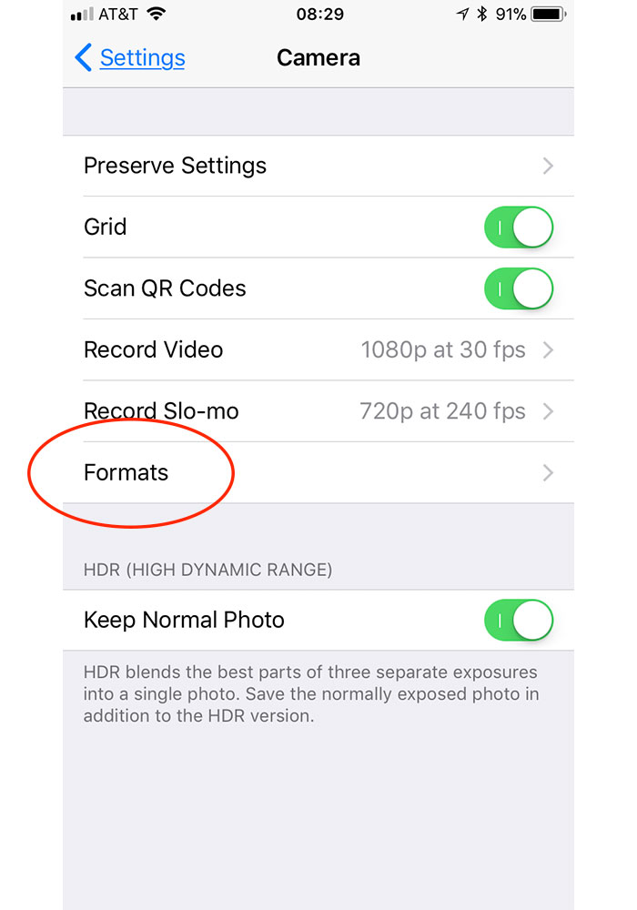 Establecer HEIF como el formato de foto predeterminado en iOS 11