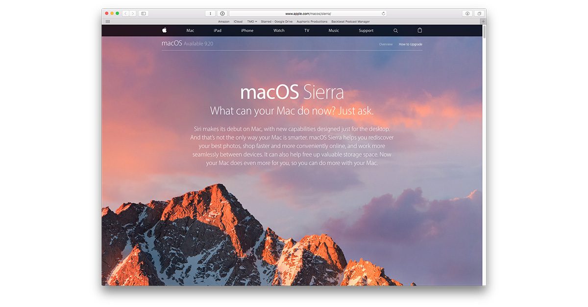 Sitio web de macOS Sierra