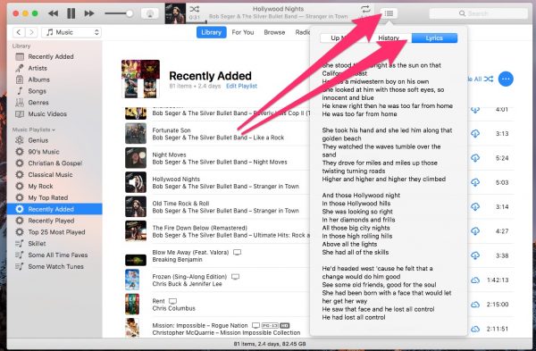 Letras en iTunes: funciones ocultas de macOS